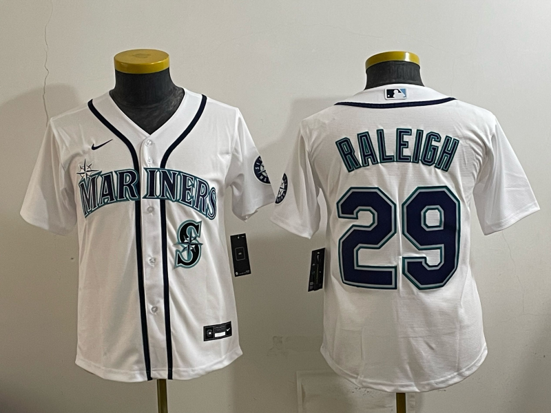 youth 2026 Seattle Mariners #29 Raleigh white Nike MLB Jersey 002->youth mlb jersey->Youth Jersey